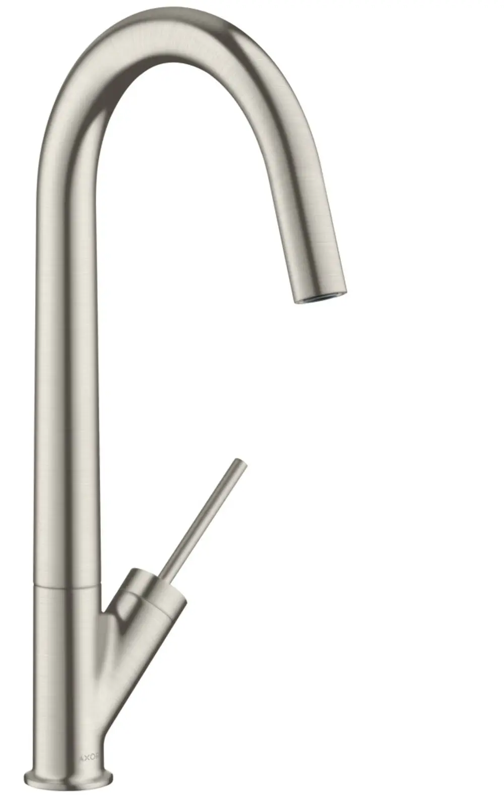 Küchenmischer aus Edelstahl mit schwenkbarem Auslauf und Hebel zur regulären Wassersteuerung, hergestellt von AXOR.